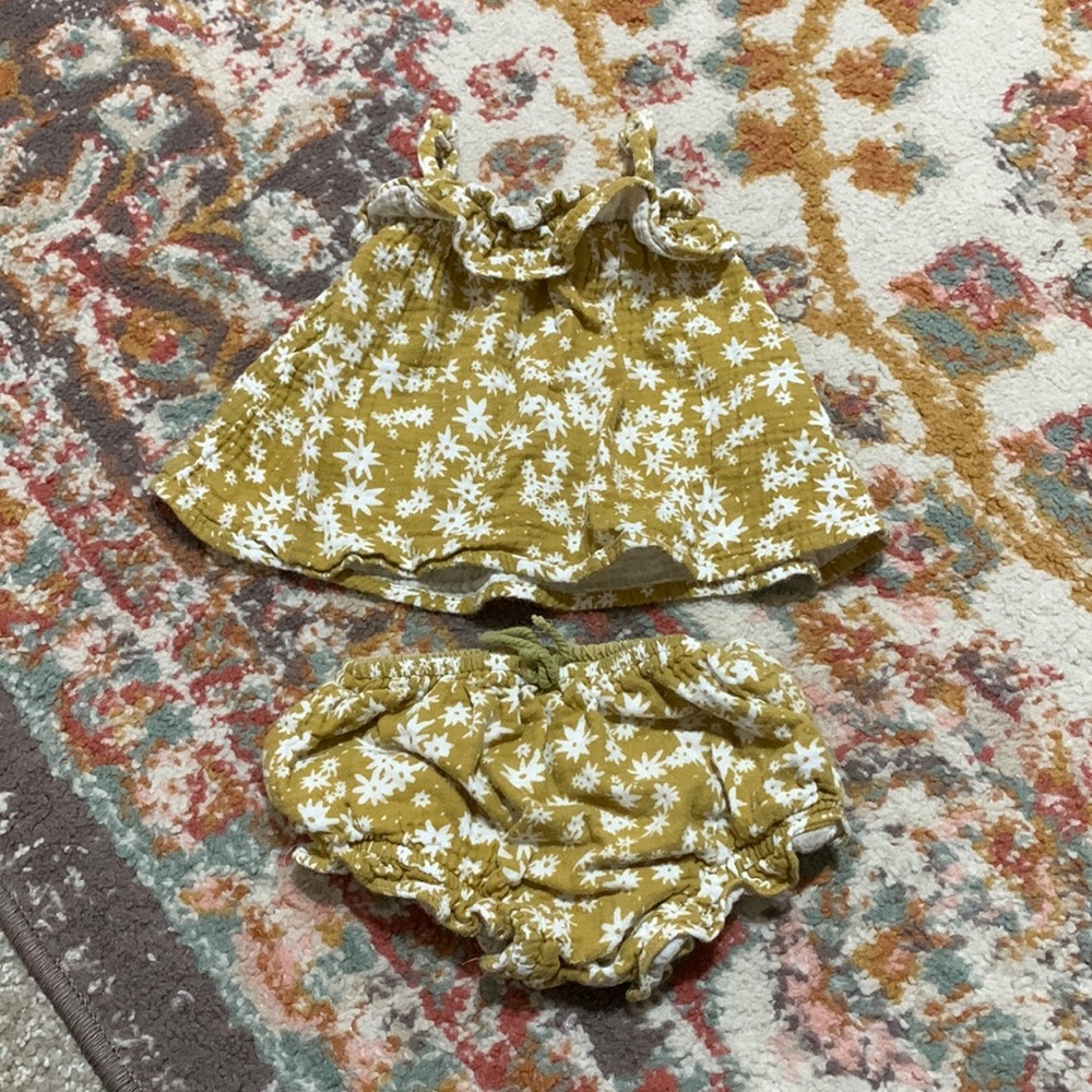 Rylee + Cru Mustard Floral Kids Matching Set